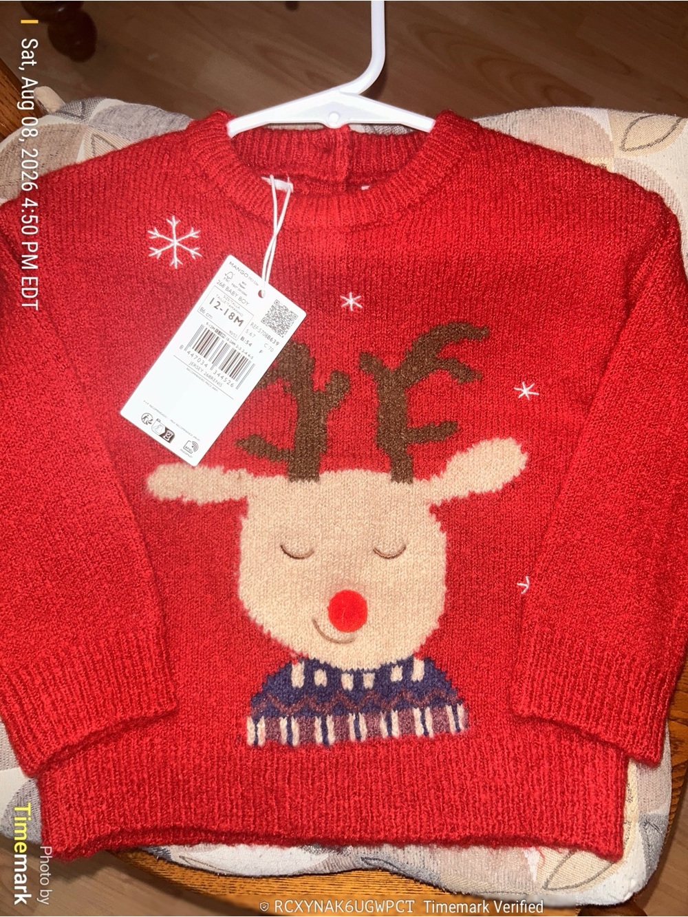 Mango Red Reindeer Knit Sweater